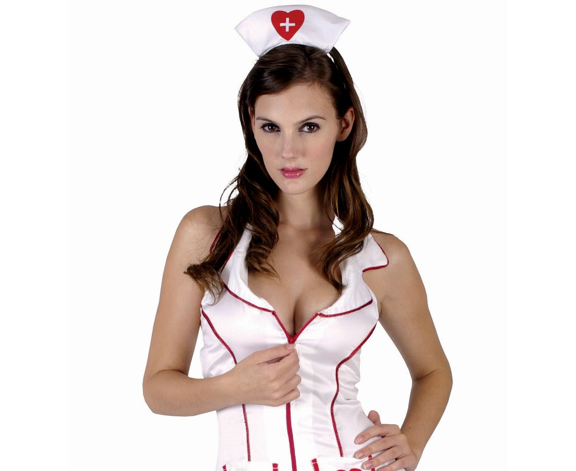 Role play-set for adult Naughty Nurse (dress, leg garters, hat), size S
